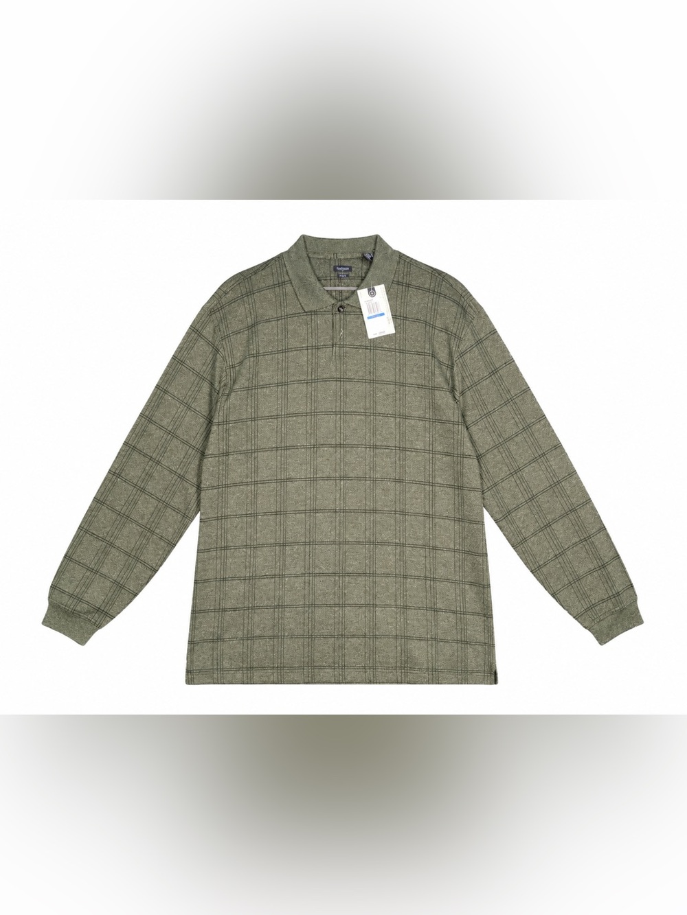 NWT Van Heusen Studio Knit Wrinkle Free Long Sleeve Polo in Olive